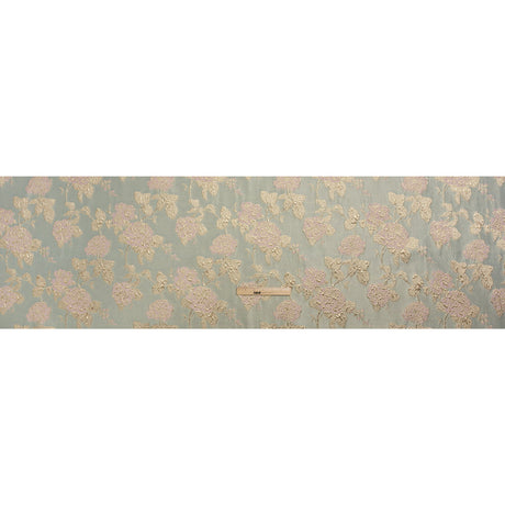 Metallic Gold, Baby Pink and Light Gray Floral Luxury Brocade