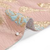 Metallic Gold, Baby Blue and Pink Floral Luxury Brocade