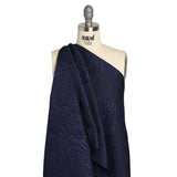 Luminous Navy Crinkled Luxury Brocade