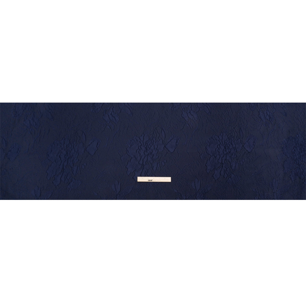 Luminous Navy Crinkled Luxury Brocade