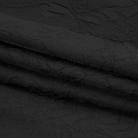 Luminous Black Crinkled Luxury Brocade