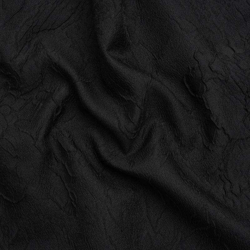 Luminous Black Crinkled Luxury Brocade