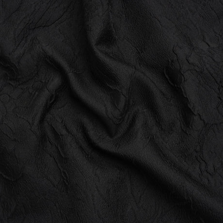 Luminous Black Crinkled Luxury Brocade