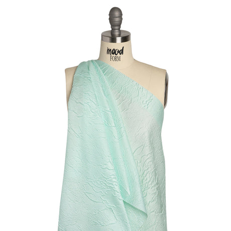 Luminous Aqua Crinkled Luxury Brocade
