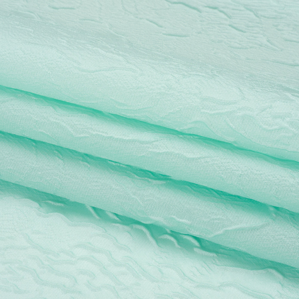 Luminous Aqua Crinkled Luxury Brocade