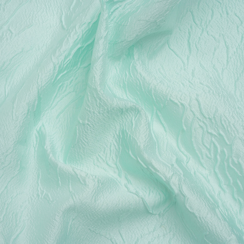 Luminous Aqua Crinkled Luxury Brocade