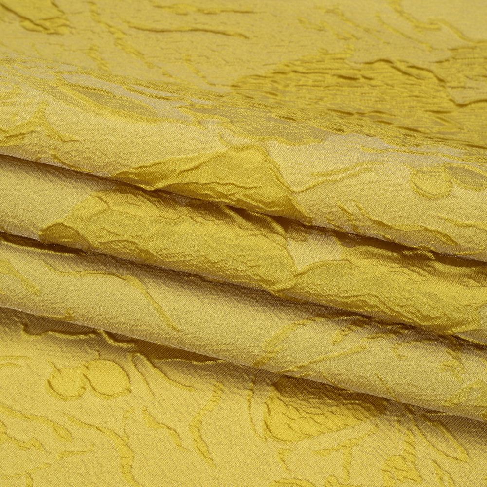 Luminous Citron Crinkled Luxury Brocade
