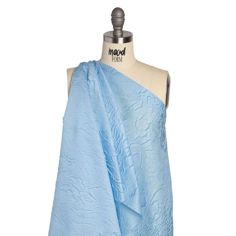 Luminous Baby Blue Crinkled Luxury Brocade