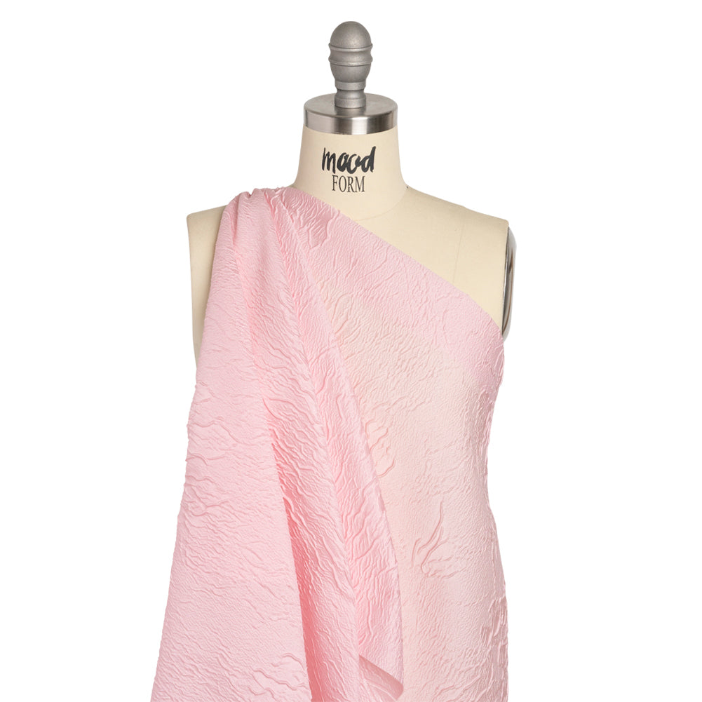Luminous Baby Pink Crinkled Luxury Brocade