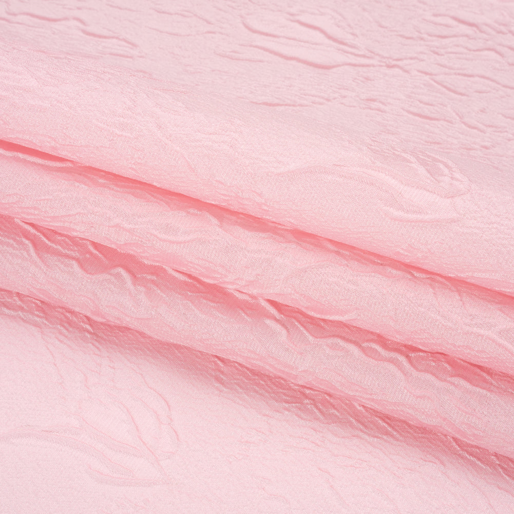 Luminous Baby Pink Crinkled Luxury Brocade