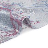 Metallic Blue and Light Purple Flower Clippings Luxury Brocade