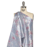 Metallic Blue and Light Purple Flower Clippings Luxury Brocade