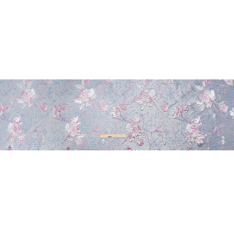 Metallic Blue and Light Purple Flower Clippings Luxury Brocade