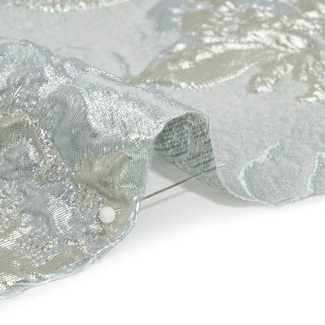 Metallic Silver and Gray Flower Clippings Luxury Brocade