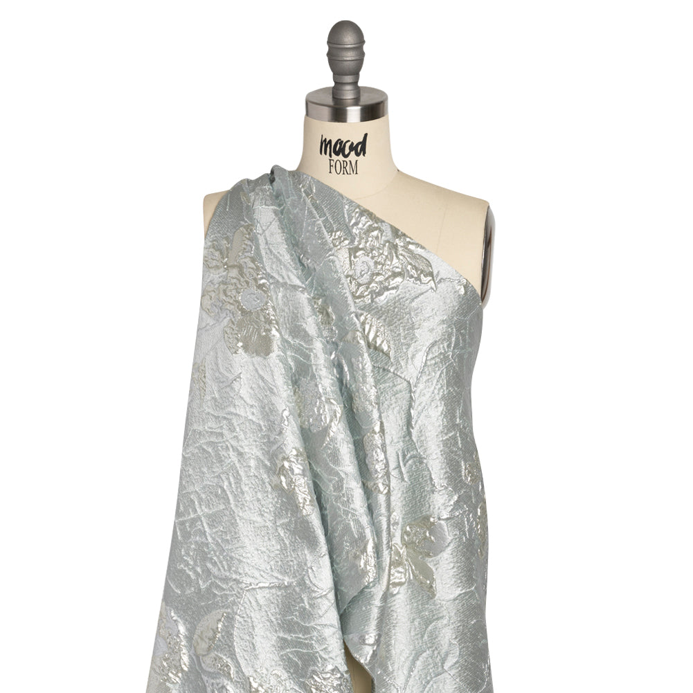 Metallic Silver and Gray Flower Clippings Luxury Brocade
