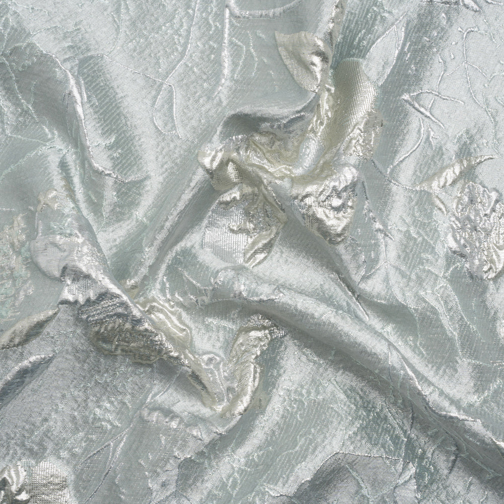 Metallic Silver and Gray Flower Clippings Luxury Brocade