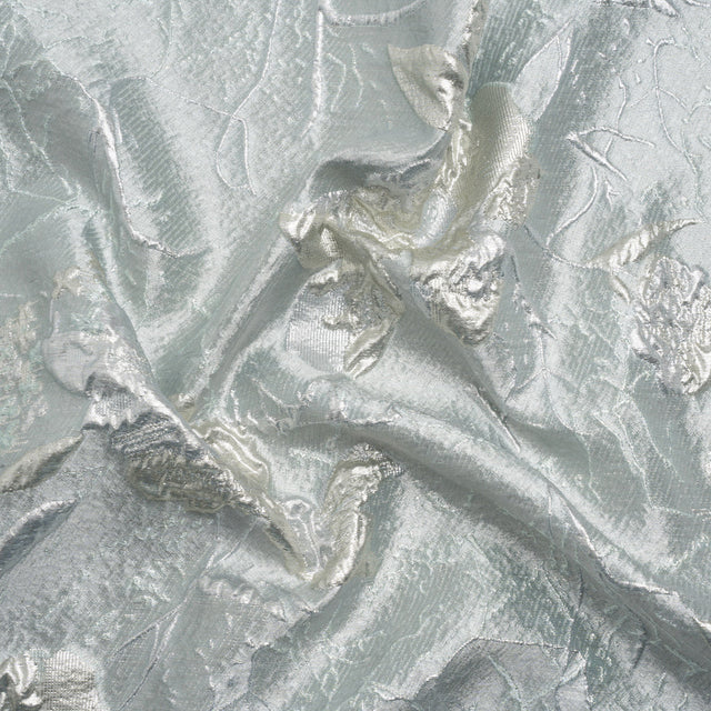 Metallic Silver and Gray Flower Clippings Luxury Brocade