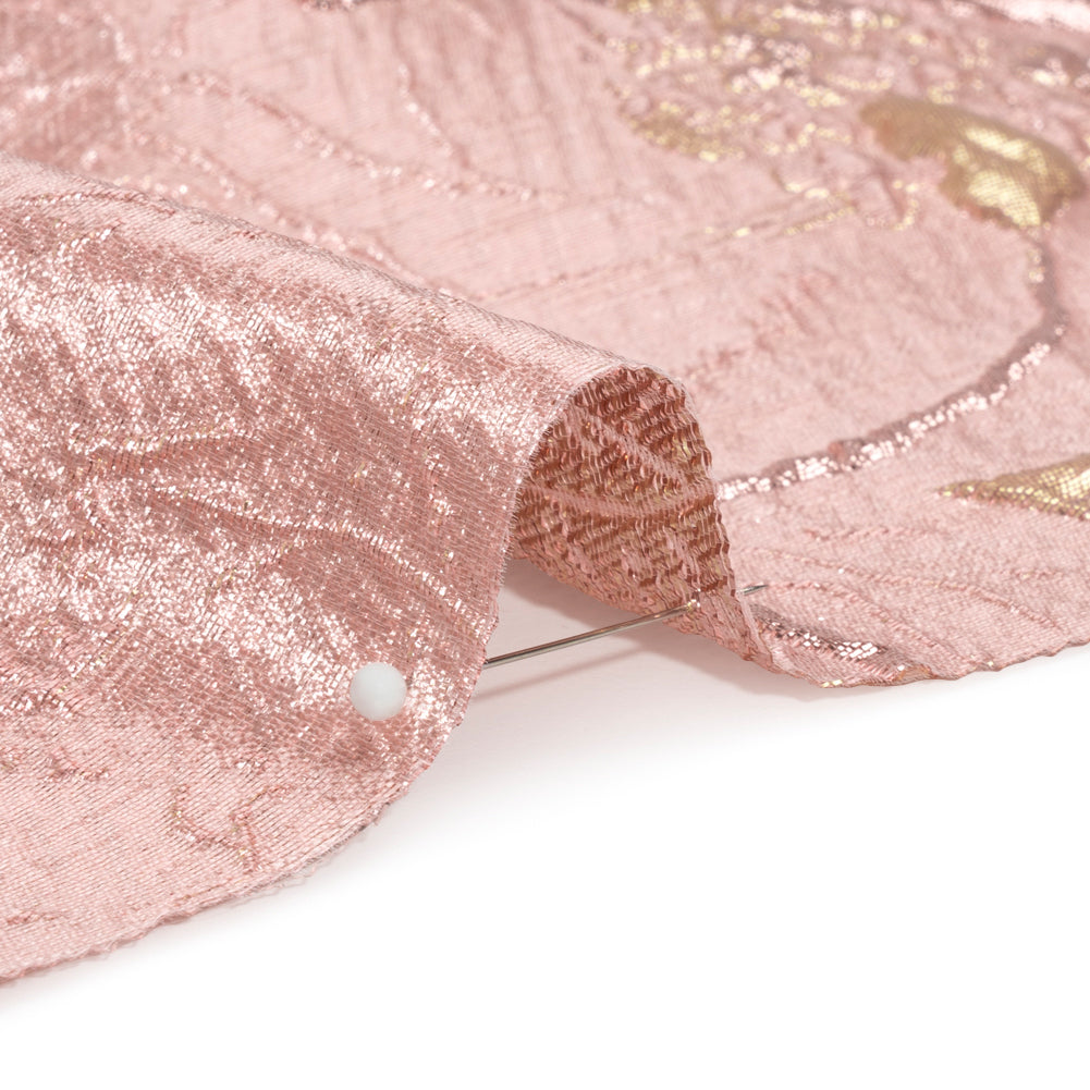 Metallic Pink and Gold Flower Clippings Luxury Brocade