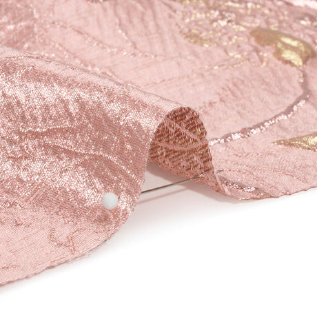 Metallic Pink and Gold Flower Clippings Luxury Brocade