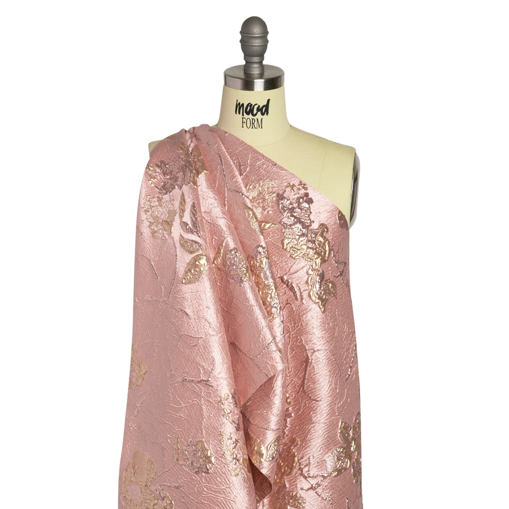 Metallic Pink and Gold Flower Clippings Luxury Brocade