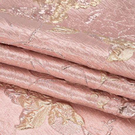 Metallic Pink and Gold Flower Clippings Luxury Brocade