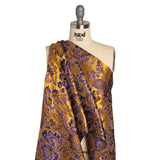 Metallic Antique Gold, Purple and Navy Floral Delight Luxury Brocade