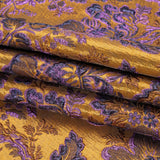 Metallic Antique Gold, Purple and Navy Floral Delight Luxury Brocade
