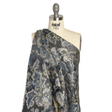 Metallic Silver, Gold and Charcoal Floral Delight Luxury Brocade