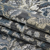 Metallic Silver, Gold and Charcoal Floral Delight Luxury Brocade