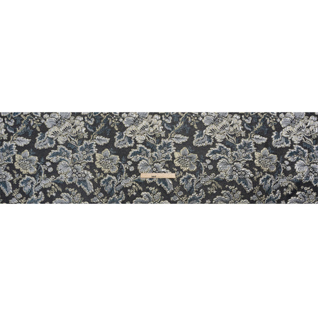 Metallic Silver, Gold and Charcoal Floral Delight Luxury Brocade