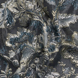 Metallic Silver, Gold and Charcoal Floral Delight Luxury Brocade