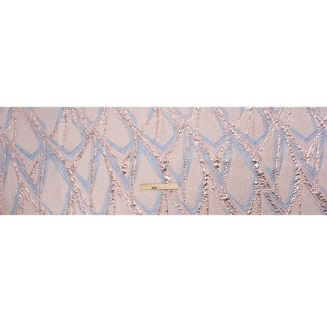 Metallic Pastel Pink and Baby Blue Flowing Lines Luxury Brocade