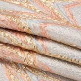 Metallic Gold, Pale Gray and Peach Flowing Lines Luxury Brocade