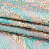 Metallic Gold, Turquoise and Pink Flowing Lines Luxury Brocade