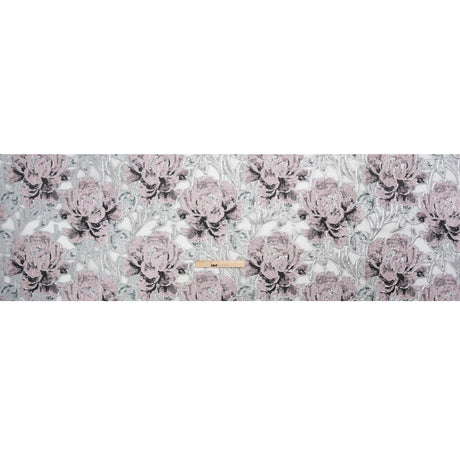 Metallic Silver, Pink and Black Floral Luxury Burnout Brocade
