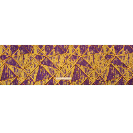 Metallic Copper, Mustard and Purple Geometric Distress Luxury Brocade