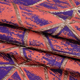 Metallic Gold, Light Red and Purple Geometric Distress Luxury Brocade