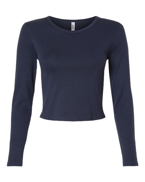 American Apparel Women's Baby Rib Long Sleeve Cropped Tee