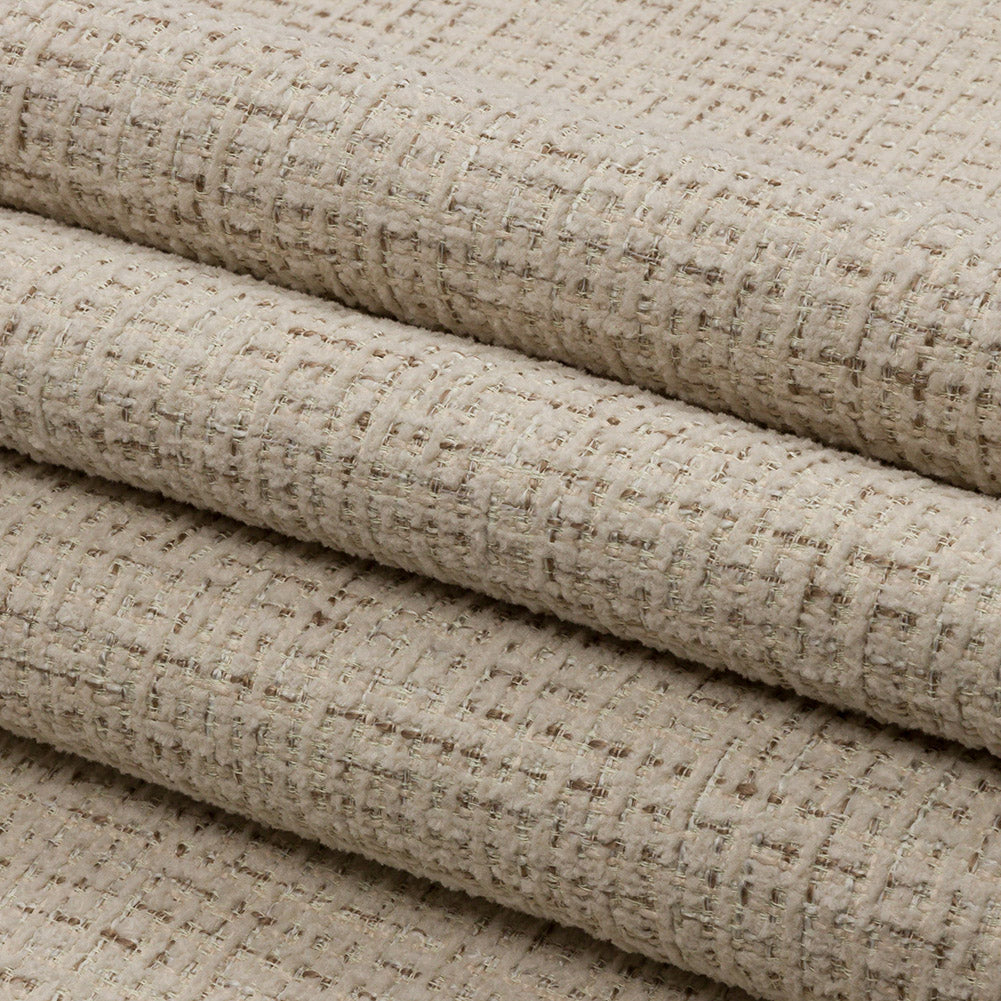 Crypton Creme Crosshatched Polyester Chenille Woven