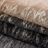 Embroidered Soft Pleated Tulle with Sequins - Black and Taupe Ombre Abstract - Sequoia Collection