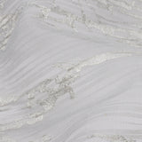 Embroidered Soft Pleated Tulle with Sequins - Black, Gray and White Ombre Abstract - Sequoia Collection