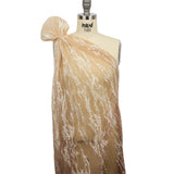 Embroidered Soft Pleated Tulle with Sequins - Beige, Brown and White Ombre Abstract - Sequoia Collection