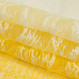 Embroidered Soft Pleated Tulle with Sequins - White and Lemon Ombre Abstract - Sequoia Collection