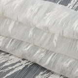 Embroidered Soft Pleated Tulle with Clear Baby Sequins - Off White Abstract - Linden Collection