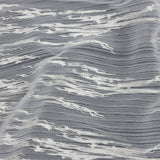 Embroidered Soft Pleated Tulle with Clear Baby Sequins - Off White Abstract - Linden Collection