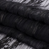 Embroidered Soft Pleated Tulle with Clear Baby Sequins - Black Abstract - Linden Collection