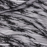 Embroidered Soft Pleated Tulle with Clear Baby Sequins - Black Abstract - Linden Collection