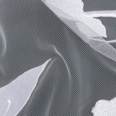 Embroidered Tulle Lace - White Leafy Branches - Magnolia Collection
