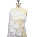 Embroidered Tulle Lace - White Leafy Branches - Magnolia Collection