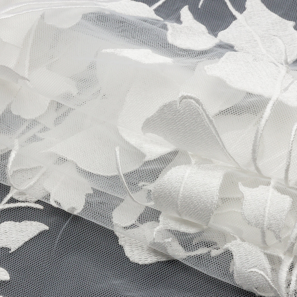 Embroidered Tulle Lace - Off White Leafy Branches - Magnolia Collection